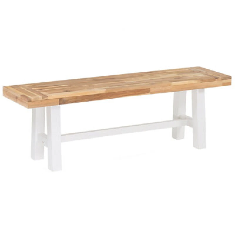 Image of Beliani Garden Bench Scania 140 Cm Acacia Wood White
