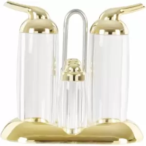 Image of Premier Housewares Oil Dish Vintage Sauce Dish Gold Transparent Condiment Pots Durable Containers Set Of 4 w9 x d17 x h18cm