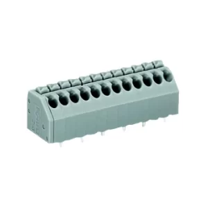 Image of WAGO 250-205 5 Pole 3.5mm 8A 45° Push Button PCB Terminal Block Grey