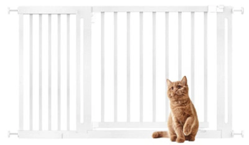 Image of Bettacare Wooden Elegance Dog Gate, White, 135Cm - 143Cm, Pressure Fit Pet Gate, 73Cm Extra Wide Doorway, Easy Installation