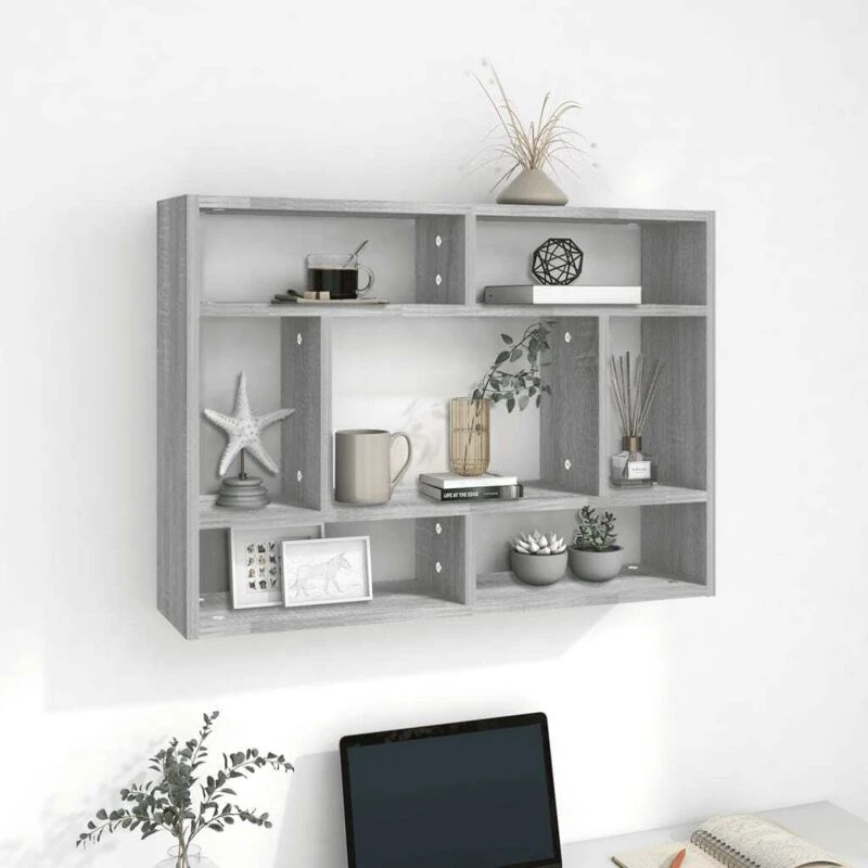 Image of Vidaxl Wall Shelf Grey Sonoma 75X16X55cm Engineered Wood, Grey 815844