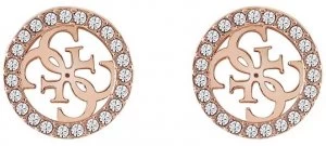 Image of Guess Tropical Sun Rose Gold Clear Crystal Earrings Jewellery