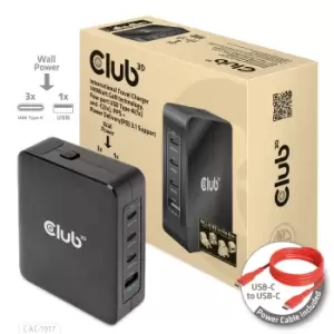 Image of CLUB3D International Travel Charger 140W GaN technology, Four port...
