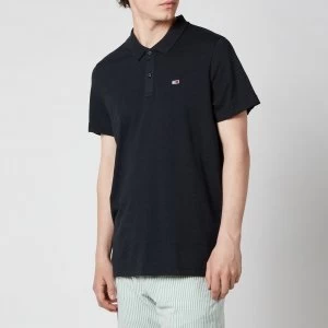 Image of Tommy Jeans Mens Essential Jersey Polo Shirt - Black - S