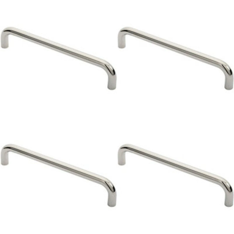 Image of Loops 4x Round D Bar Pull Handle 319 x 19mm 300mm Fixing Centres Bright Steel Metallics unisex