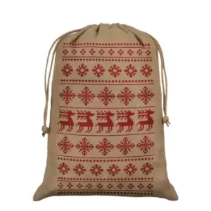 Image of Grindstore Hessian Reindeer Christmas Santa Sack (One Size) (Brown/Red)