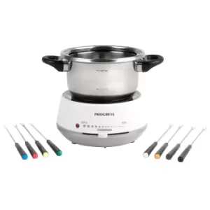 Image of Progress EK4375P 1200W 1.4L Swiss Fondue Set with 8 Dipping Forks - Silver