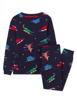 Image of Joules Boys Kipwell Dino Jersey Pyjamas - Navy