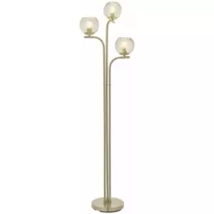 Image of Floor Lamp Light - Satin Brass & Champagne Lustre Glass - 3 x 25W E14 golf