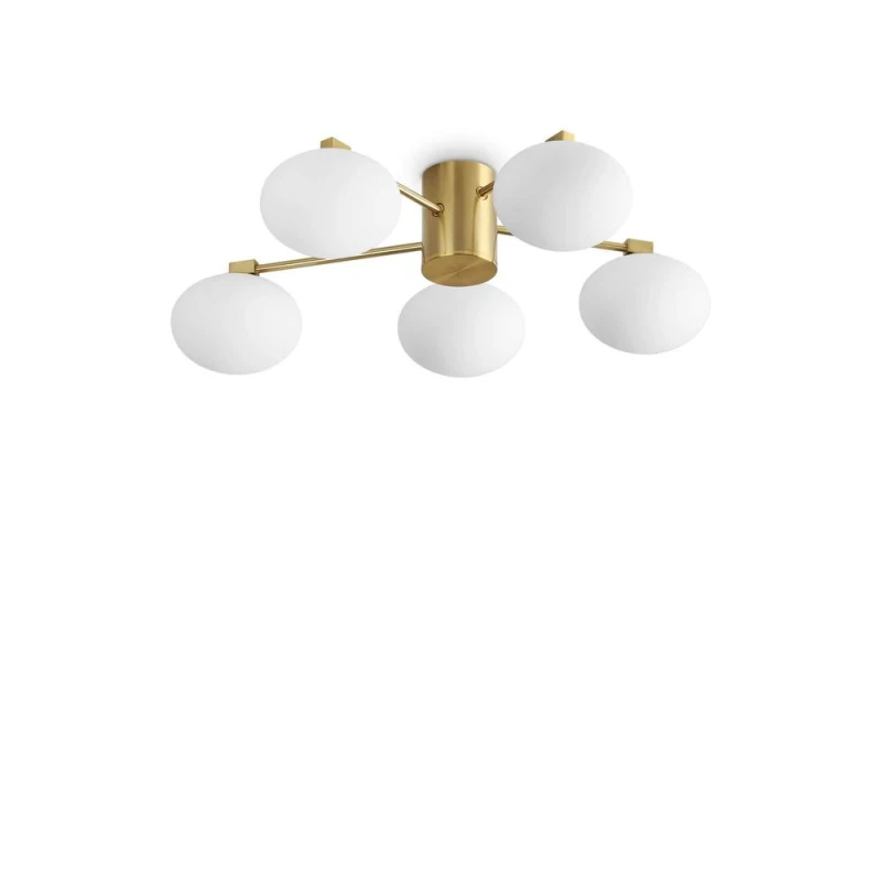 Image of IDEAL LUX Ideal Lux - Hermes 5 Light 60cm Globe Ceiling Light Brass 316697
