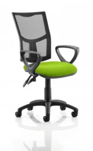 Image of Eclipse II Lever Task Operator Chair Mesh Back With Bespoke Colour Seat With loop Arms in Lime