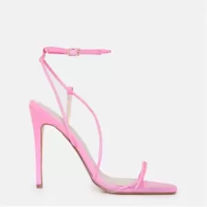 Image of Missguided Asymmetric Strappy Heeled Sandals - Pink