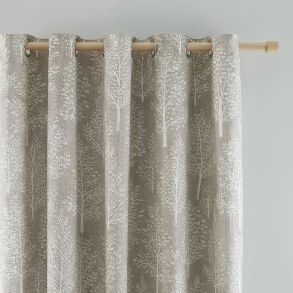 Image of Catherine Lansfield Alder Trees Natural Eyelet Curtains Natural