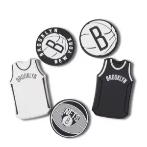 Image of crocs NBA Brooklyn Nets Jibbitz 5Pck, Black/White