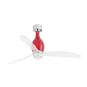 Image of Mini-Eterfan LED Shiny Red, Transparent Ceiling Fan with DC Motor Smart - Remote Included, 3000K