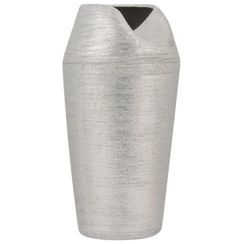 Image of Beliani Decorative Vase Apamea Stoneware 33cm Silver