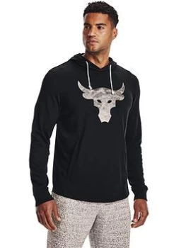 Image of Under Armour Training Project Rock Terry Hoodie - Black/White, Size L, Men