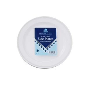 Image of Essential Housewares Essential Side Plates with a Silver Rim