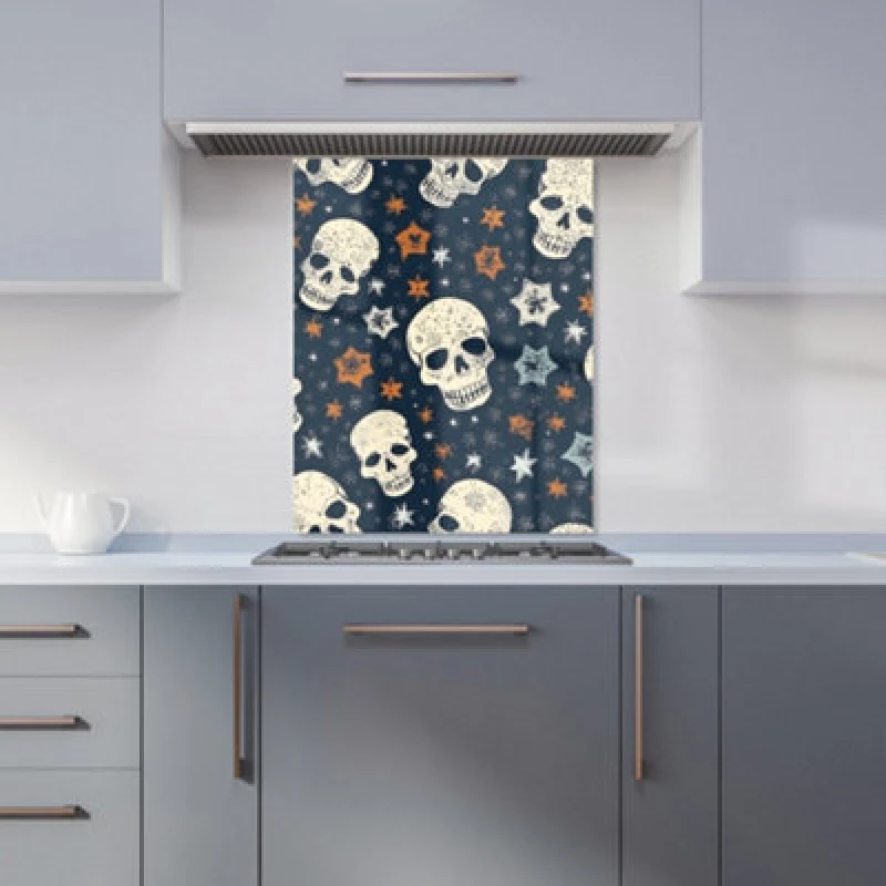Image of Warren Reed Designer Skulls And Stars Kitchen Splashback