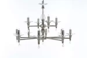 Image of San Marino 12 Light Nickel 12 Arm Chandelier