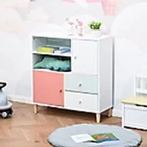 Image of Homcom Kids Modern Bookcase Multi-Shelf Pink 800 x 300 x 850 mm