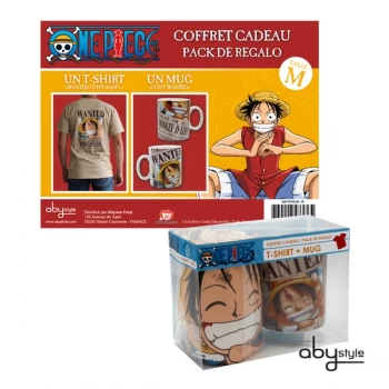 Image of One Piece - Luffy Wanted (Medium T-Shirt + Mug) Gift Box