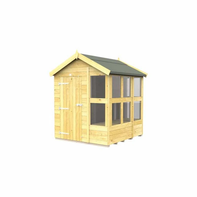Image of Buttercup Farm 6 x 6 Feet Apex Potting Shed - Wood - L187 x W175 x H217cm in Brown Brown Unisex