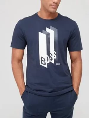 Image of Hugo Boss Tee 2 Elongated Logo T-Shirt Navy Size S Men