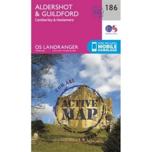 Image of Ordnance Survey Landranger Active 186 Aldershot & Guildford, Camberley & Haslemere Map With Digital Version