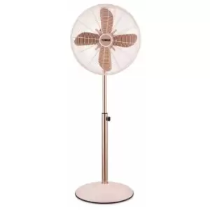 Image of T643000P Cavaletto 16 Metal Pedestal Fan with 3 Speed Oscillating and Copper Motor, 50W, Rose Gold and Pink - Tower