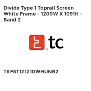 Image of Tc Divide Type 1 Toprail Screen White Frame - 1200W x 1091H - Band 2