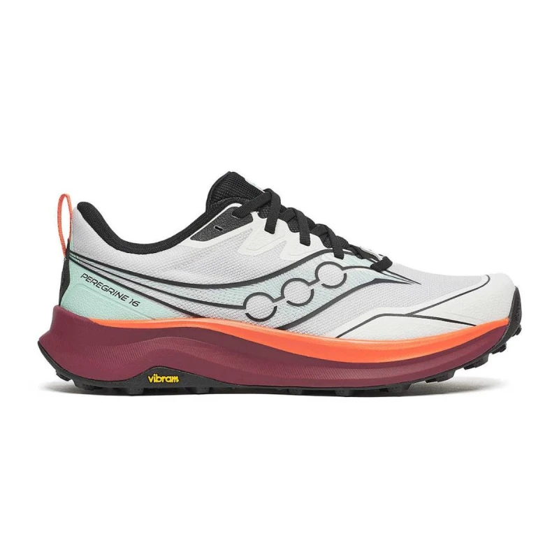 Image of Saucony Peregrine 16 Shoes White Garnet SS26, Size 42 - EUR