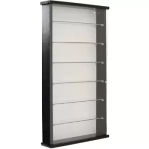 Image of EXHIBIT - Wood 6 Shelf Glass Wall Display Cabinet - Black - Black