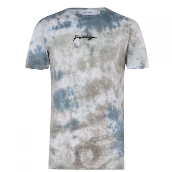 Image of Hype Khaki Tie Dye Scribble Logo Mens T-Shirt - Khaki