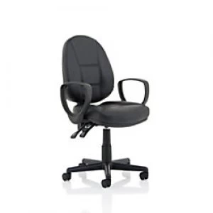Image of Executive Chair Jackson Black Leather High Back With Loop Arms
