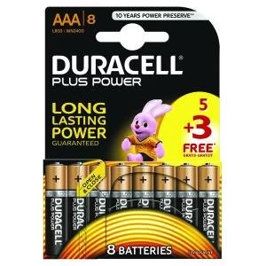 Image of Duracell Plus Power 1.5V AAA Alkaline Battery Pack of 8 Plus Power AAA
