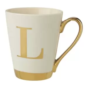 Image of Bone China White/Gold L Alphabet Mug