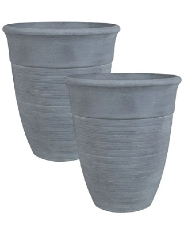 Image of Beliani Set Of 2 Plant Pots Katalima 50 Cm Grey