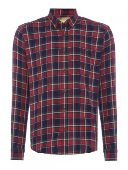 Image of Mens Barbour Steve McQueen dark base windowpane king shirt Red