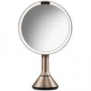 Image of simplehuman Sensor Mirrors 5 x Magnification 20cm Sensor Mirror with Touch Control Brightness: Round, Rose Gold Stainless Steel, Rechargeable