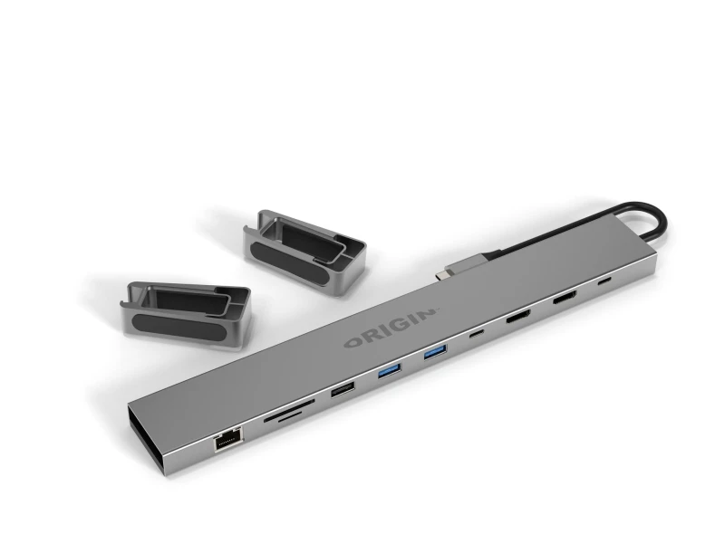 Image of Origin Storage Origin Storage Travel Dock USB-C 4K 10in1 with Dual HDMI and 100w UK AC Adapter OSDOCK-TD10-1PD