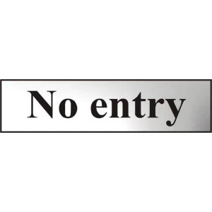 Image of ASEC No Entry 200mm x 50mm Chrome Self Adhesive Sign