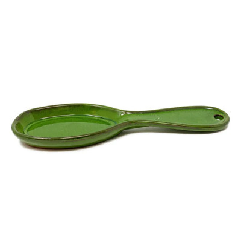 Image of Verano Spanish Ceramics Selena Glazed Hand Dipped Kitchen Dining Utensil Spoon Rest Dark Green (L) 27Cm