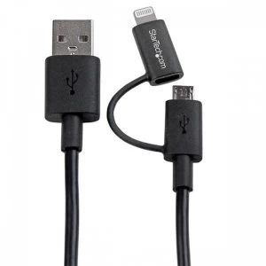 Image of StarTech 1m Apple Lightning or Micro USB to USB Cable Black