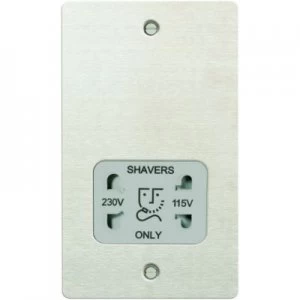 Image of Wickes Twin Ultra Flat Plate Dual Voltage Shaver Socket - Brushed Steel