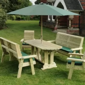 Image of Hawthorn Outdoor Dining Set with 2 Chairs and 2 Large Benches, Wood