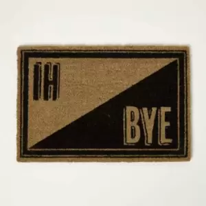 Image of Hi Bye Coir Doormat 60 x 40cm - Black & Brown - Homescapes