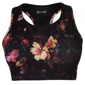 Image of USA Pro Racer Back Sports Bra - Black/Floral