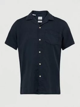 Image of Selected Revere Collar Shirt - Navy