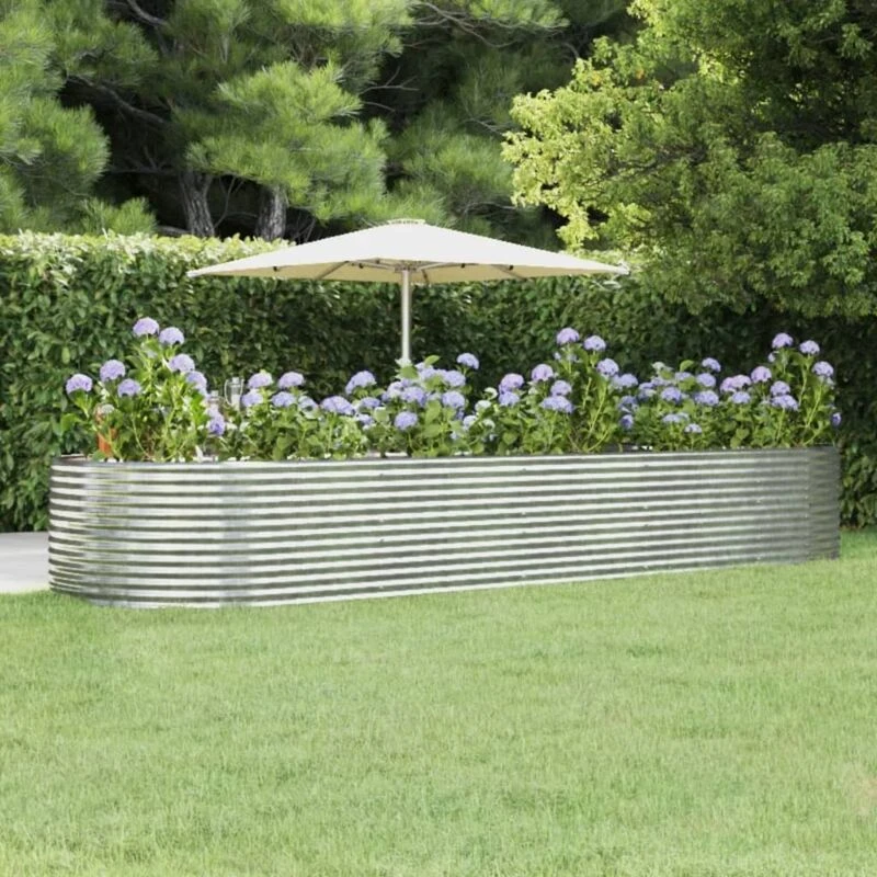 Image of vidaXL Garden Raised Bed Silver 447x140x68cm Powder-coated Steel, Silver 319112
